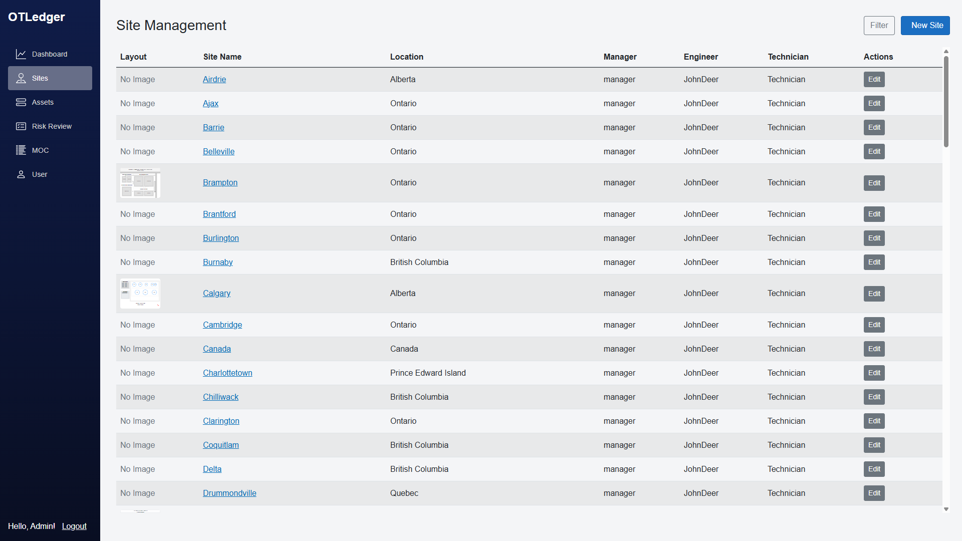 OTLedger Site Information Screenshot